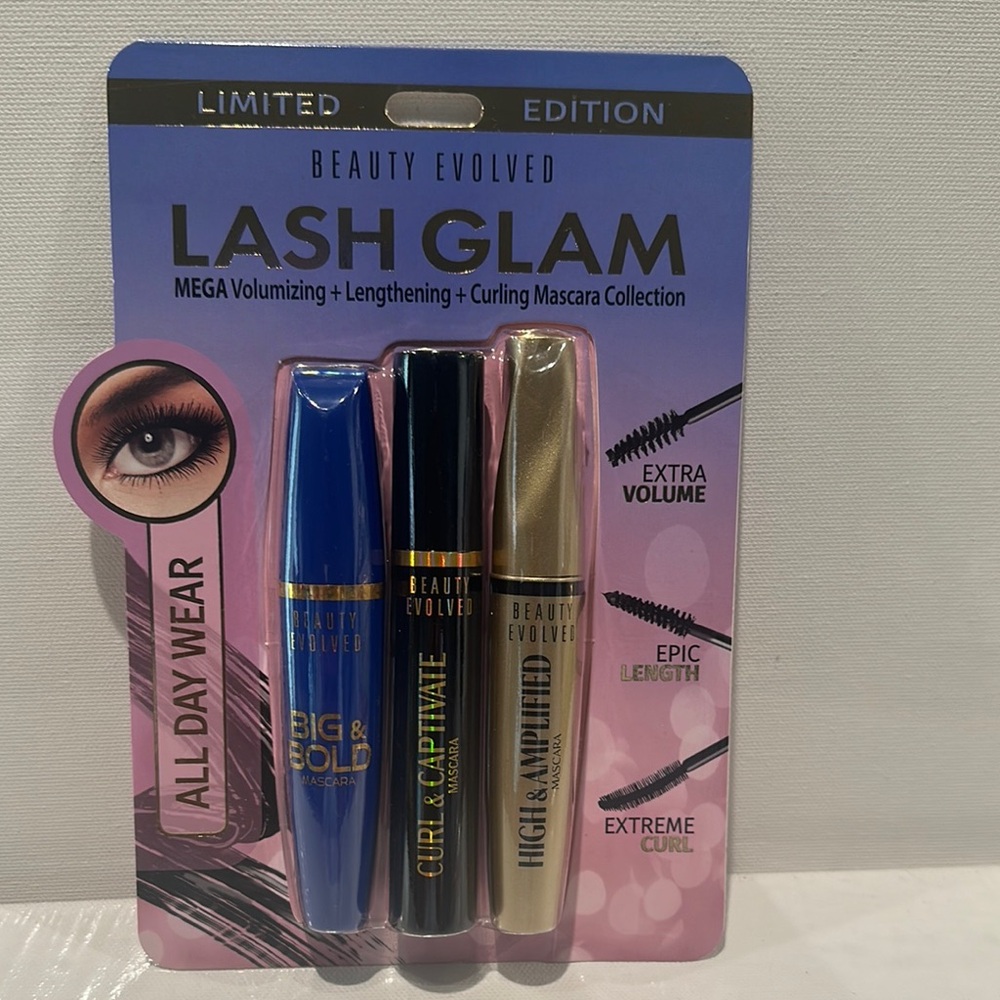 New Beauty Evolved Trio Set Lash Glam Mascara w/Volumizing, Lengthening, Curling